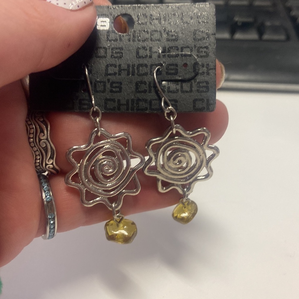 New Chicos silver, sun/swirl drop earrings - Picture 2 of 4